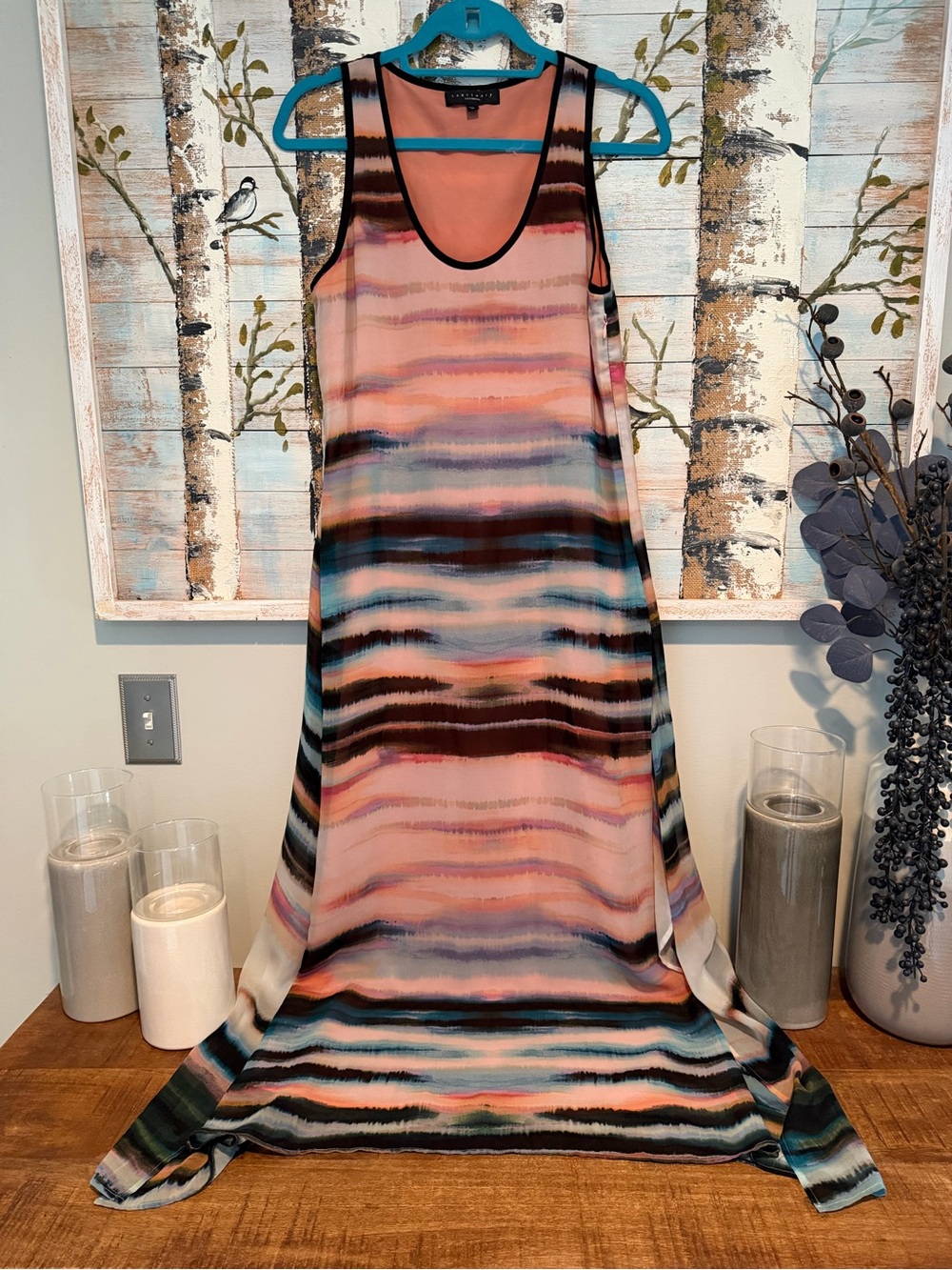 Sanctuary Striped Sleeveless Maxi Dress in Pink, Blue & Black